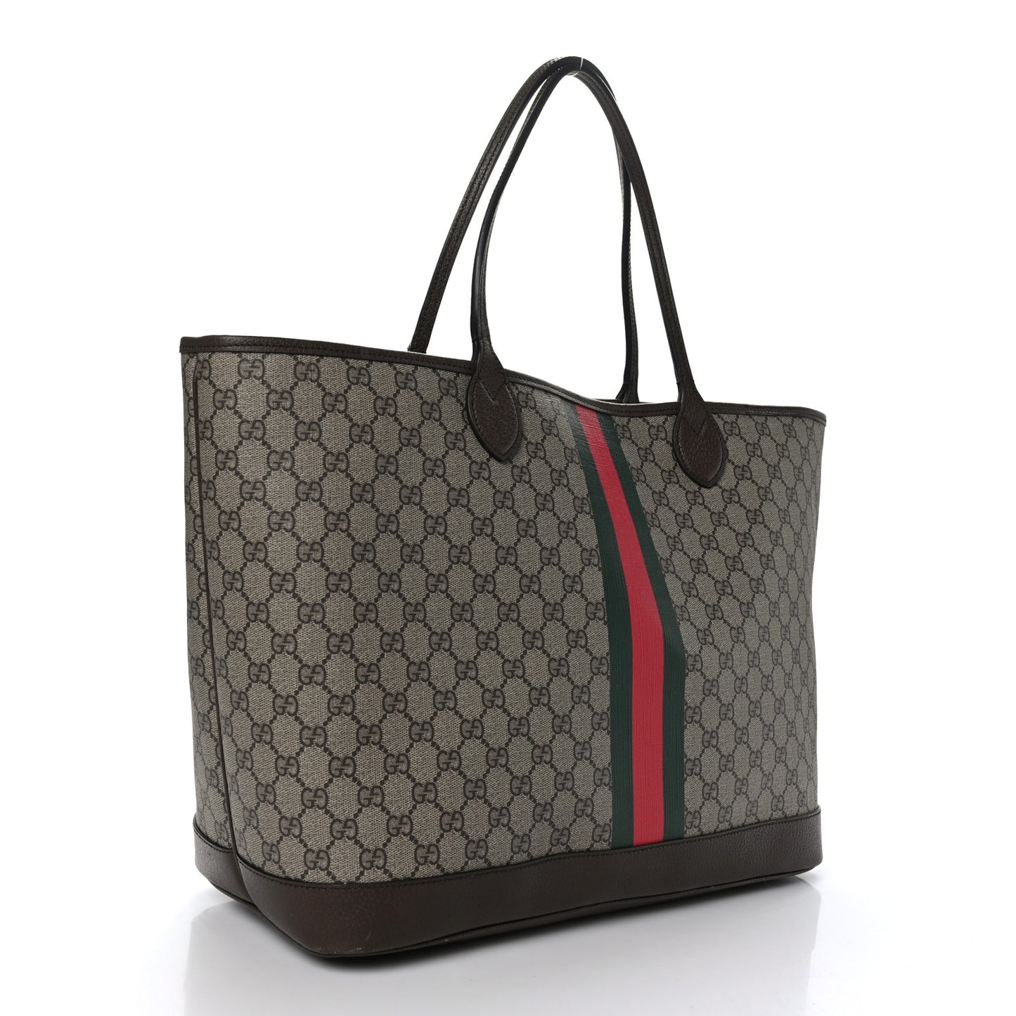 GG Supreme Monogram Textured Dollar Calfskin Web Large Ophidia Tote Beige Ebony New Acero