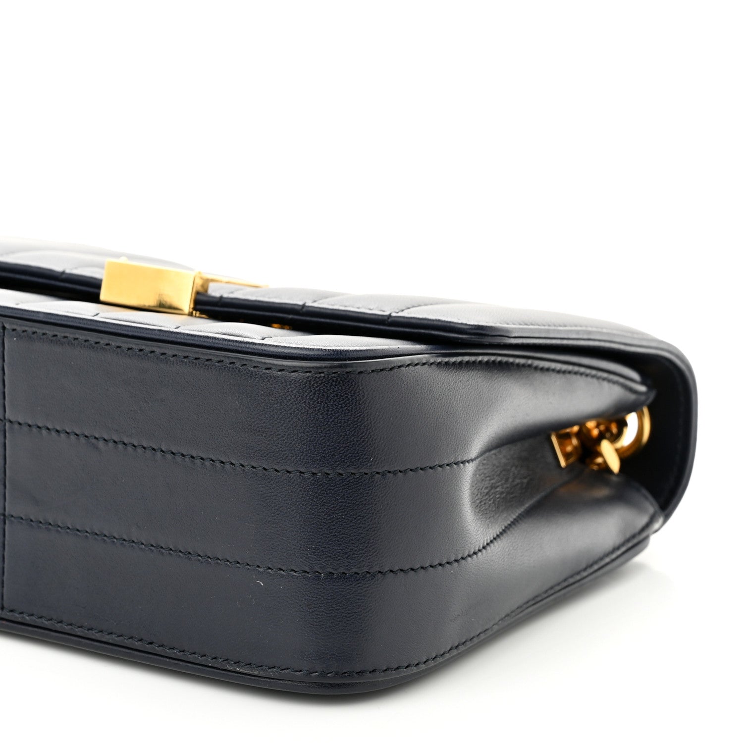 Saint Laurent Lambskin Matelasse Monogram Medium Vicky Chain Bag Blue 10 of 12