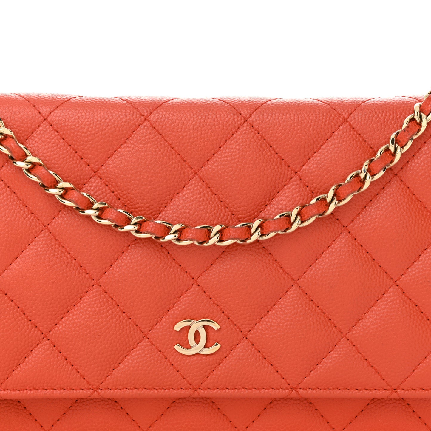 Caviar Quilted Wallet on Chain WOC Red