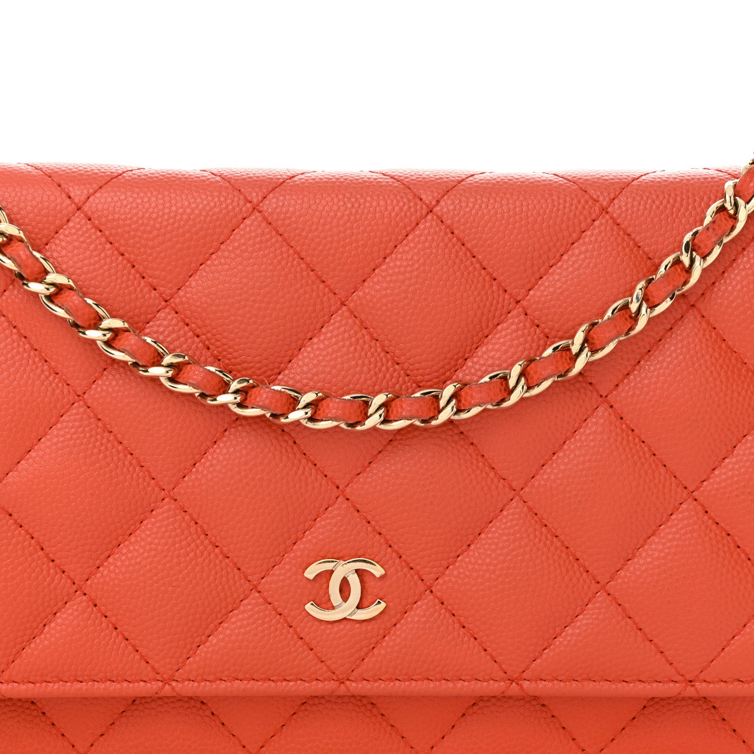 Chanel Caviar Quilted Wallet on Chain WOC Red 9 of 12