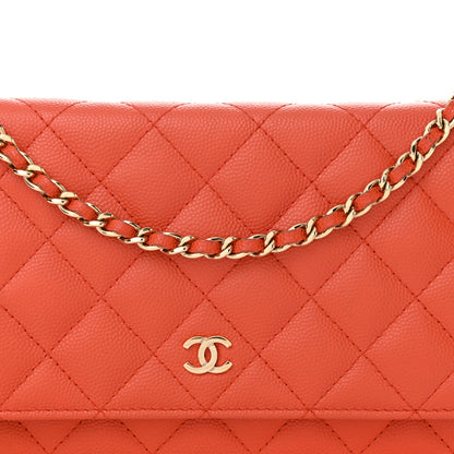 Chanel Caviar Quilted Wallet on Chain WOC Red 9 of 12