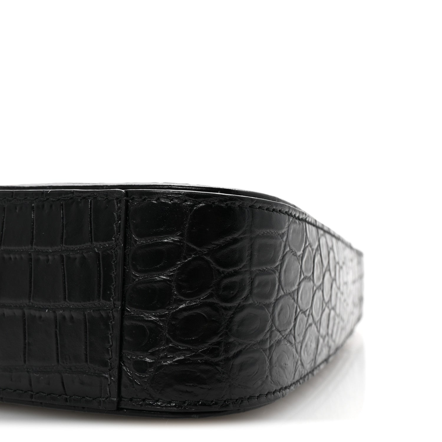 Saint Laurent Calfskin Crocodile Embossed Le 5 A 7 Hobo Black 9 of 9
