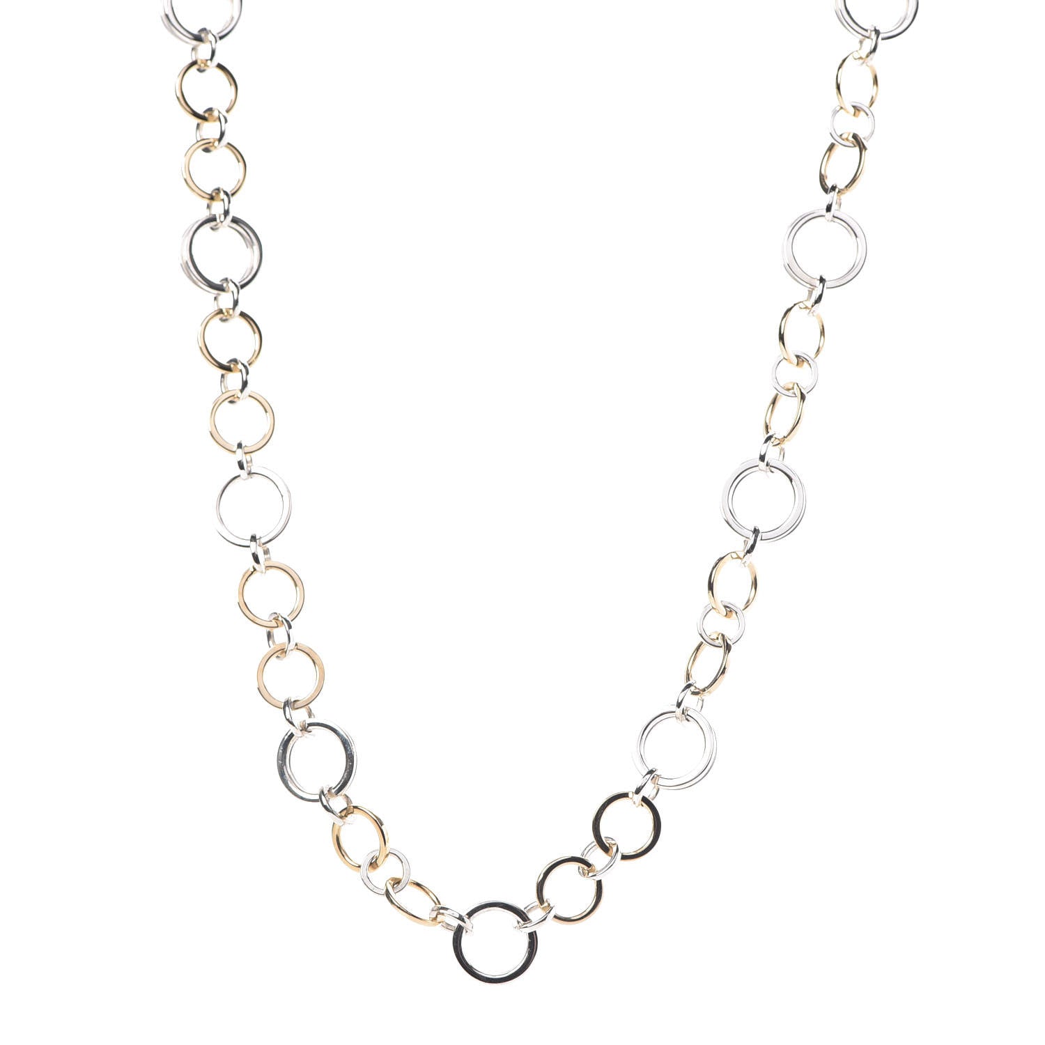 Tiffany 18K Yellow Gold Sterling Silver Circle Link Necklace 1 of 5