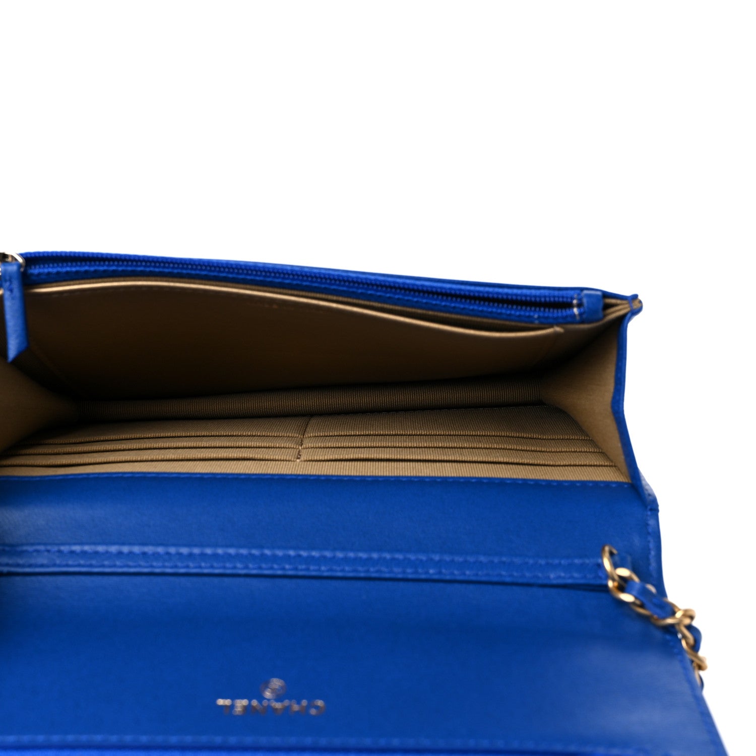 Chanel Lambskin Quilted CC Pearl Crush Wallet on Chain WOC Blue 5 of 10