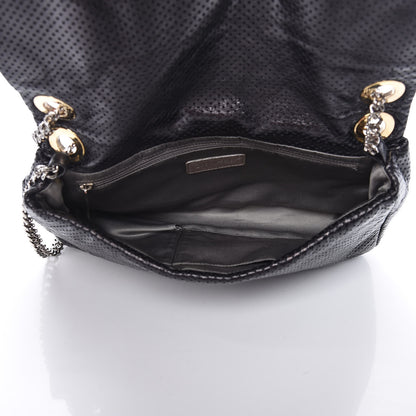 Chanel Metallic Crackled Calfskin Large Perforated Drill Flap Black 5 of 12