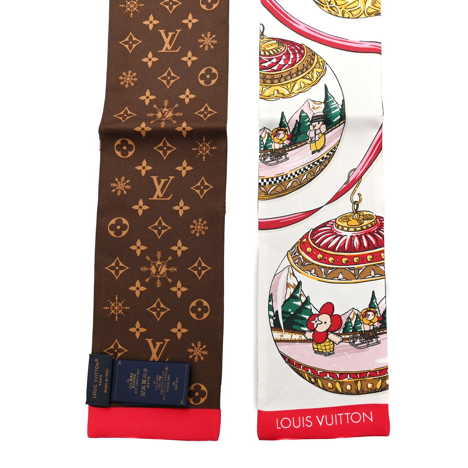 Louis Vuitton Silk Monogram 2023 Christmas Animation Ornaments Bandeau Brown Multicolor 2 of 3