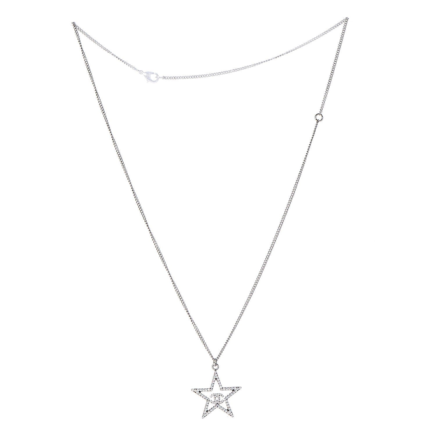Chanel Ruthenium Crystal Star CC Necklace Iridescent Pink 3 of 6