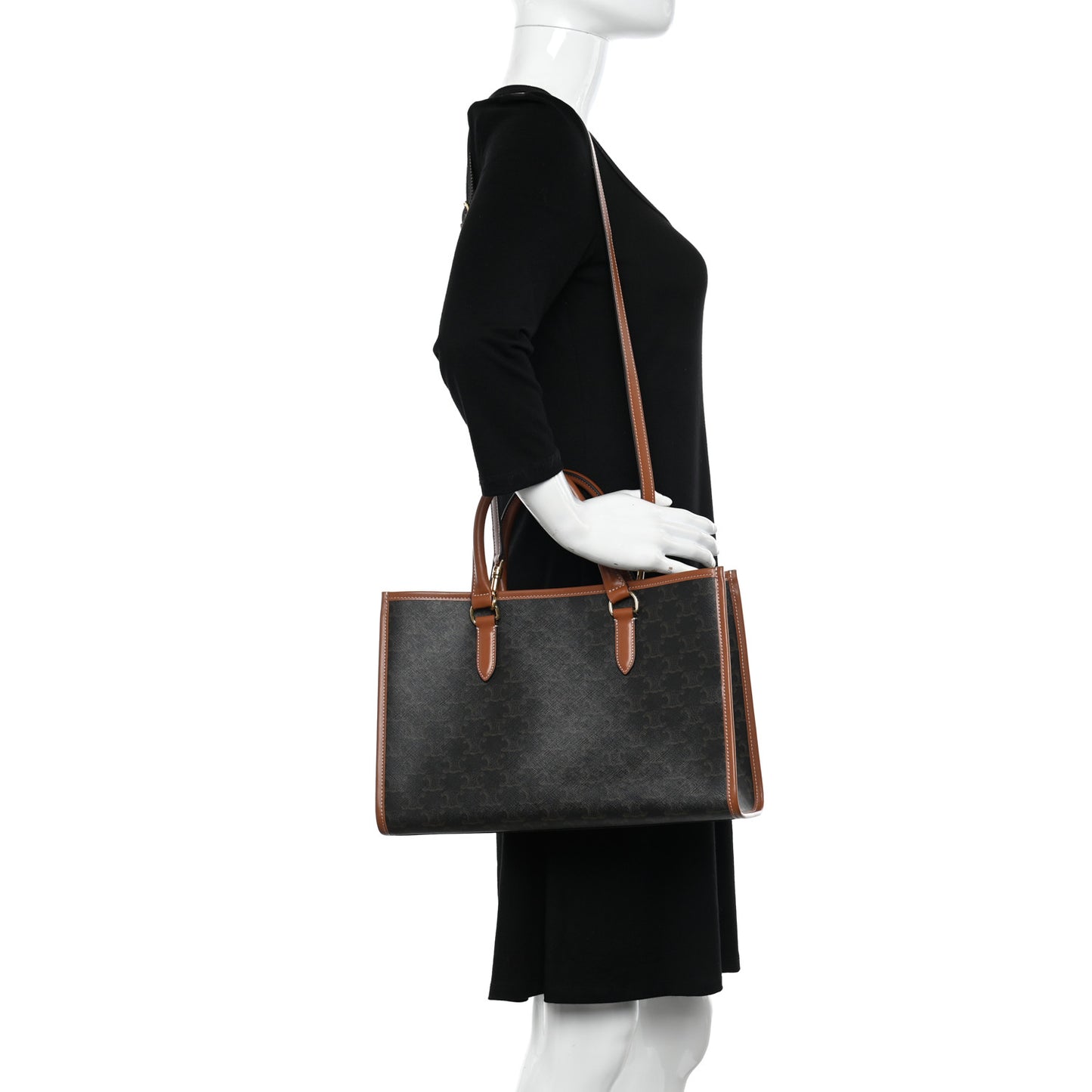Triomphe Canvas Calfskin Mini Horizontal Cabas Tan