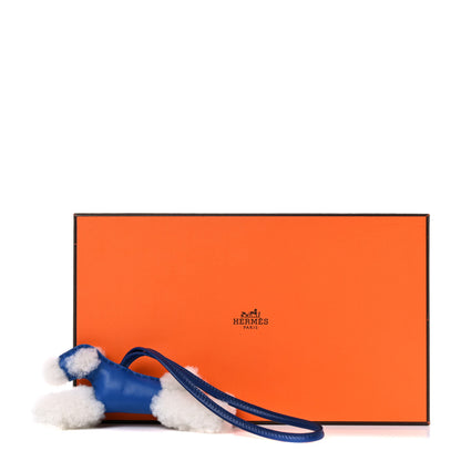 Hermes Milo Lambskin Shearling Budy Charm Bleu Saphir 4 of 4