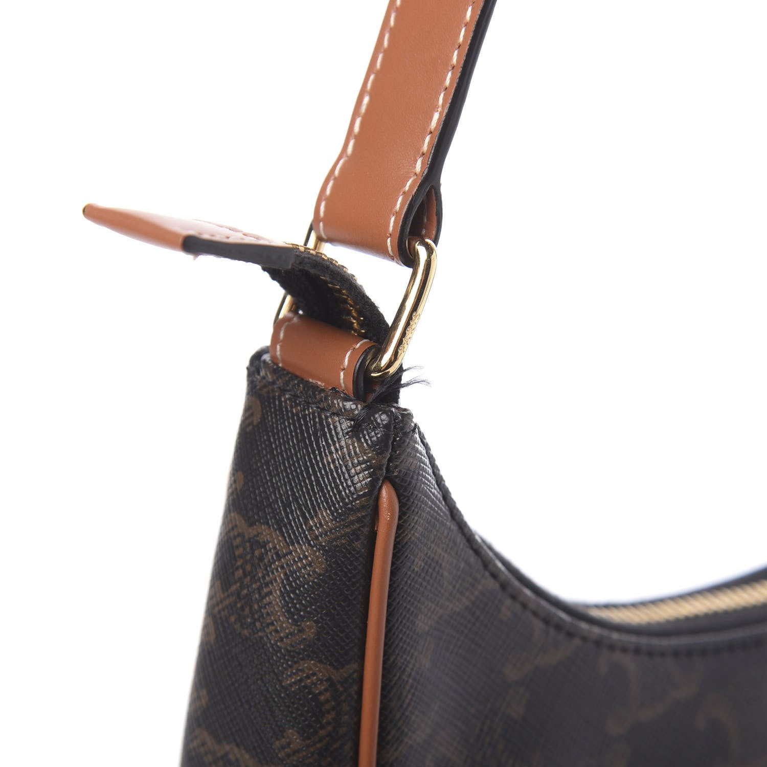Celine Triomphe Canvas Calfskin Ava Shoulder Bag Tan 9 of 12