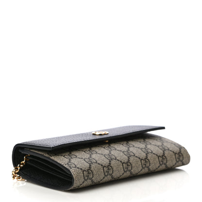 Gucci Dollar Calfskin GG Supreme Monogram Petite GG Marmont Wallet Chain Bag Black Beige Ebony 4 of 9