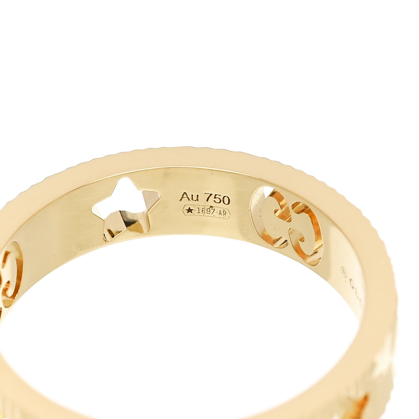 18K Yellow Gold Icon Stars Band Ring 49 4.75