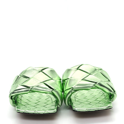Bottega Veneta Metallic Nappa Maxi Reflection Weave Lido Flat Sandals 38 Pistachio 3 of 8