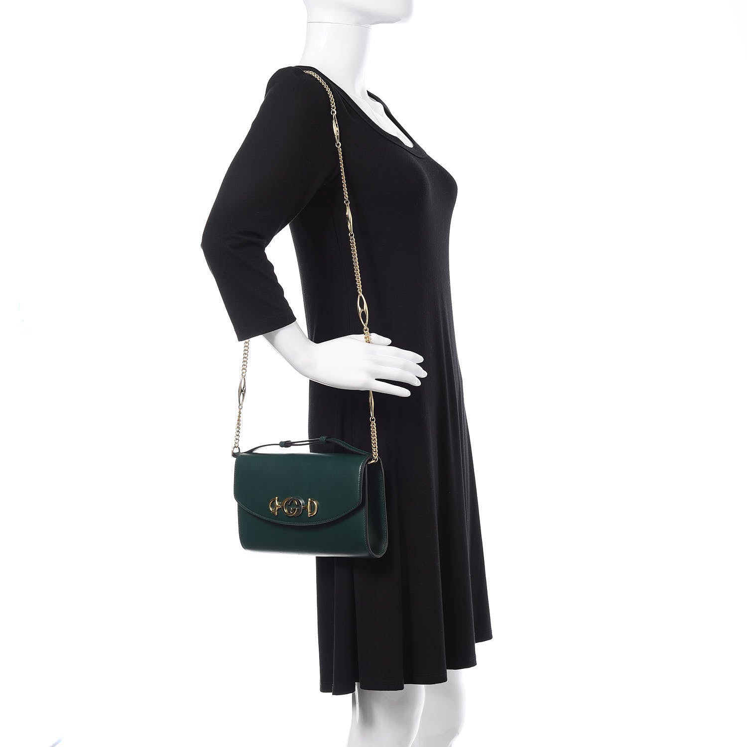 Gucci Smooth Calfskin Small Zumi Top Handle Shoulder Bag Vintage Green 2 of 11