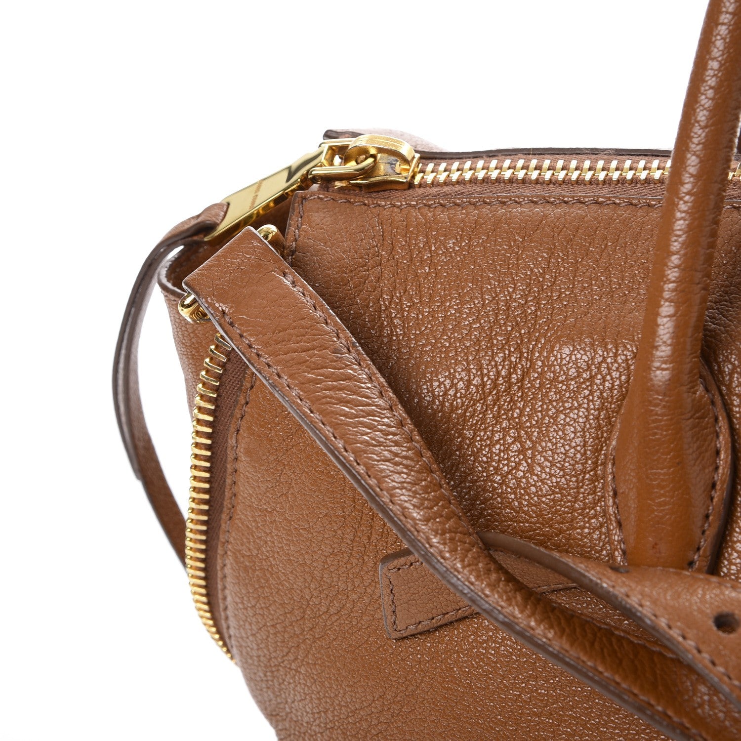 Miu Miu Goatskin Madras Zip Tote Brandy 10 of 21
