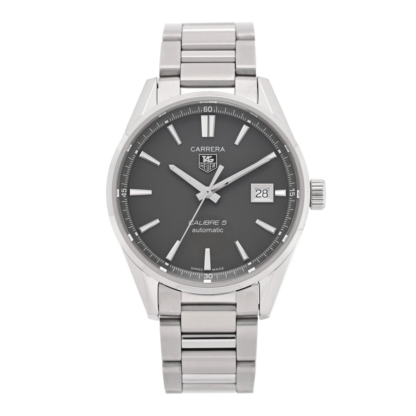 Stainless Steel 39mm Carrera Calibre 5 Automatic Watch Grey WAR211C-3
