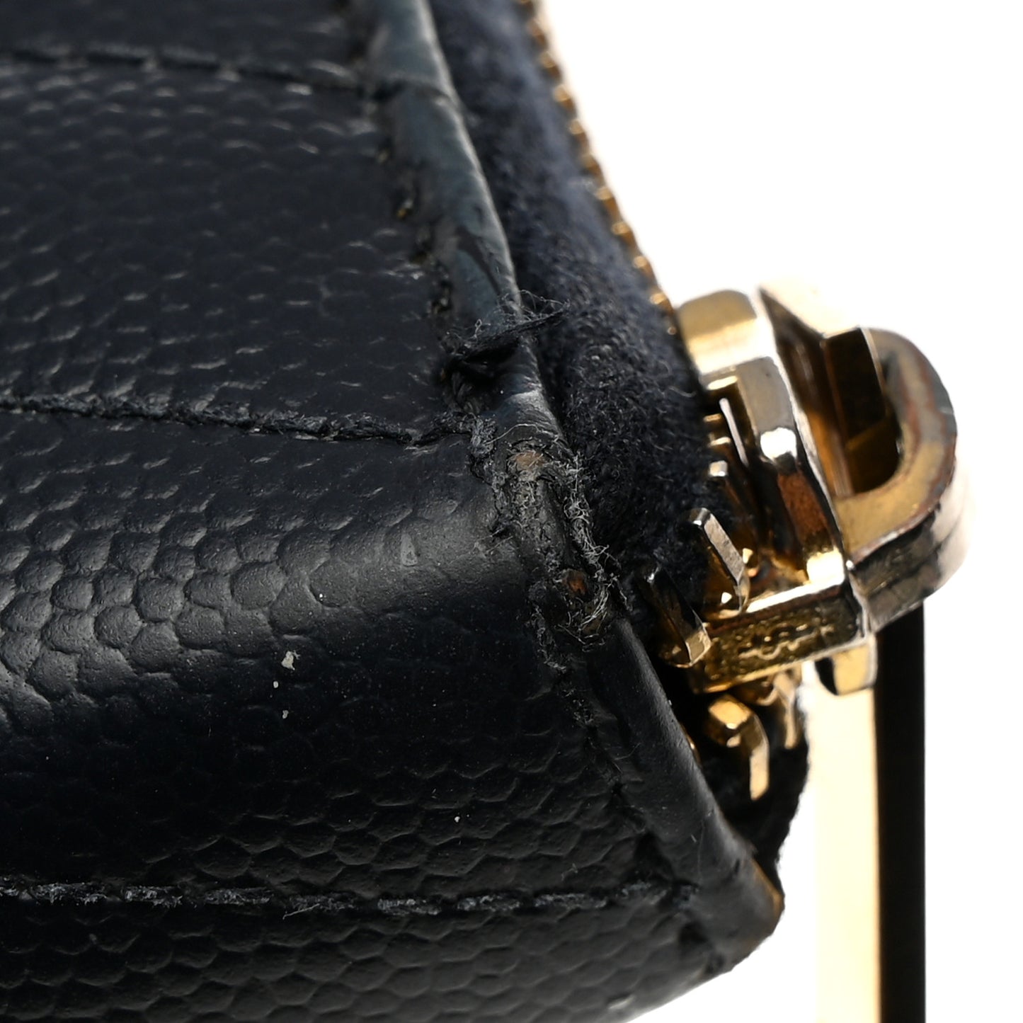 Grain De Poudre Matelasse Chevron Monogram Zip Around Wallet Navy