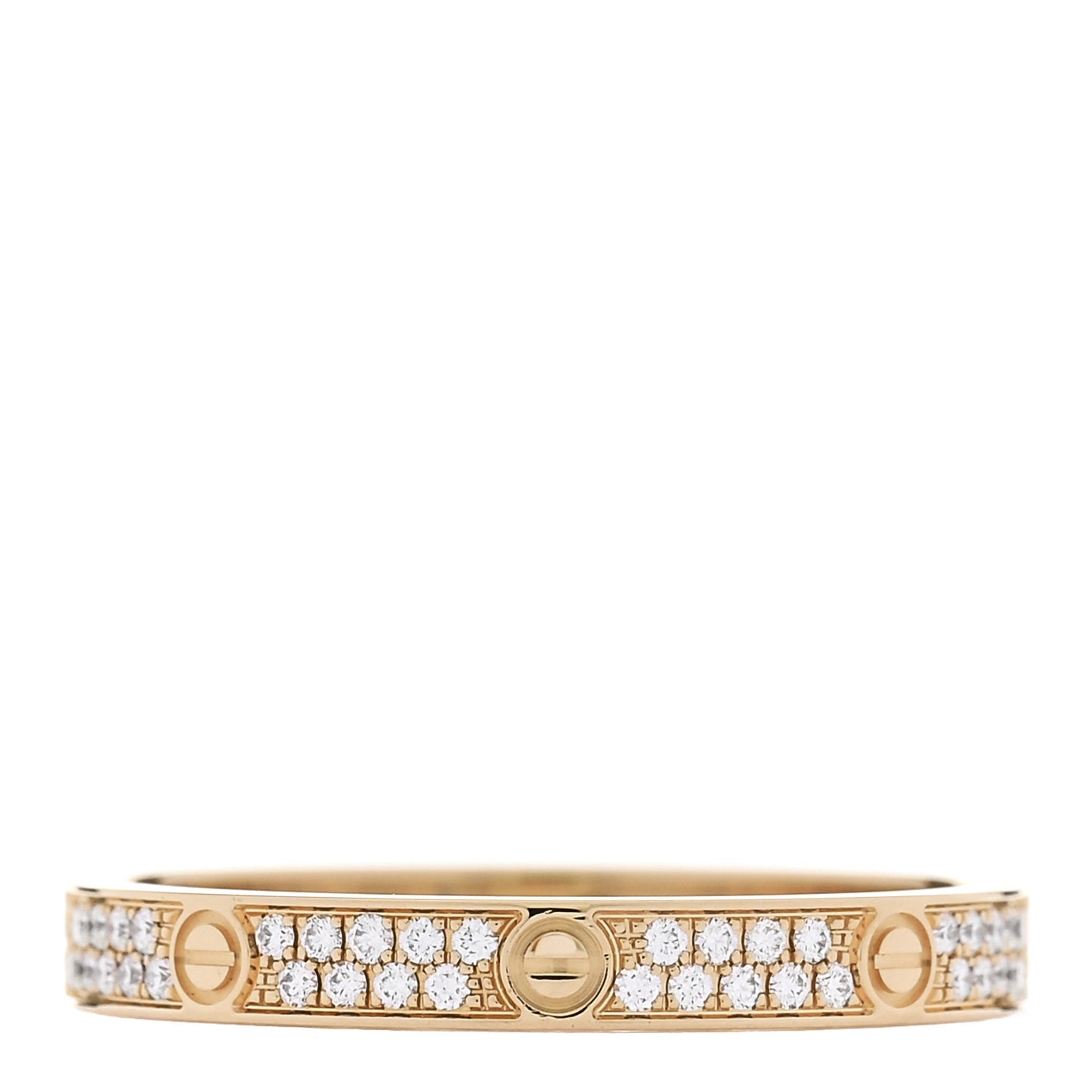 18K Yellow Gold Diamond 2.6mm LOVE Paved Band Ring 54 6.75 54/6.75