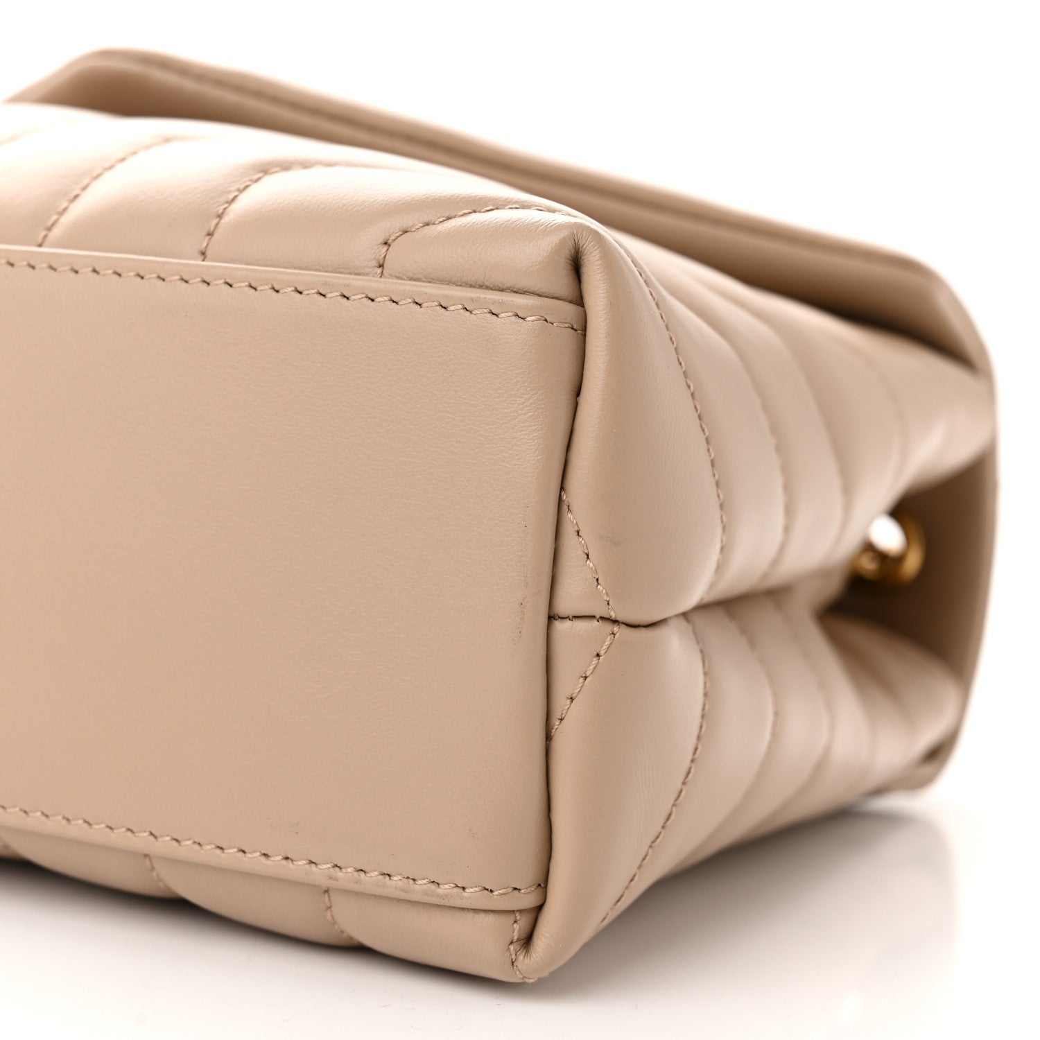 Saint Laurent Calfskin Y Quilted Monogram Small Loulou Chain Satchel Dark Beige 10 of 10