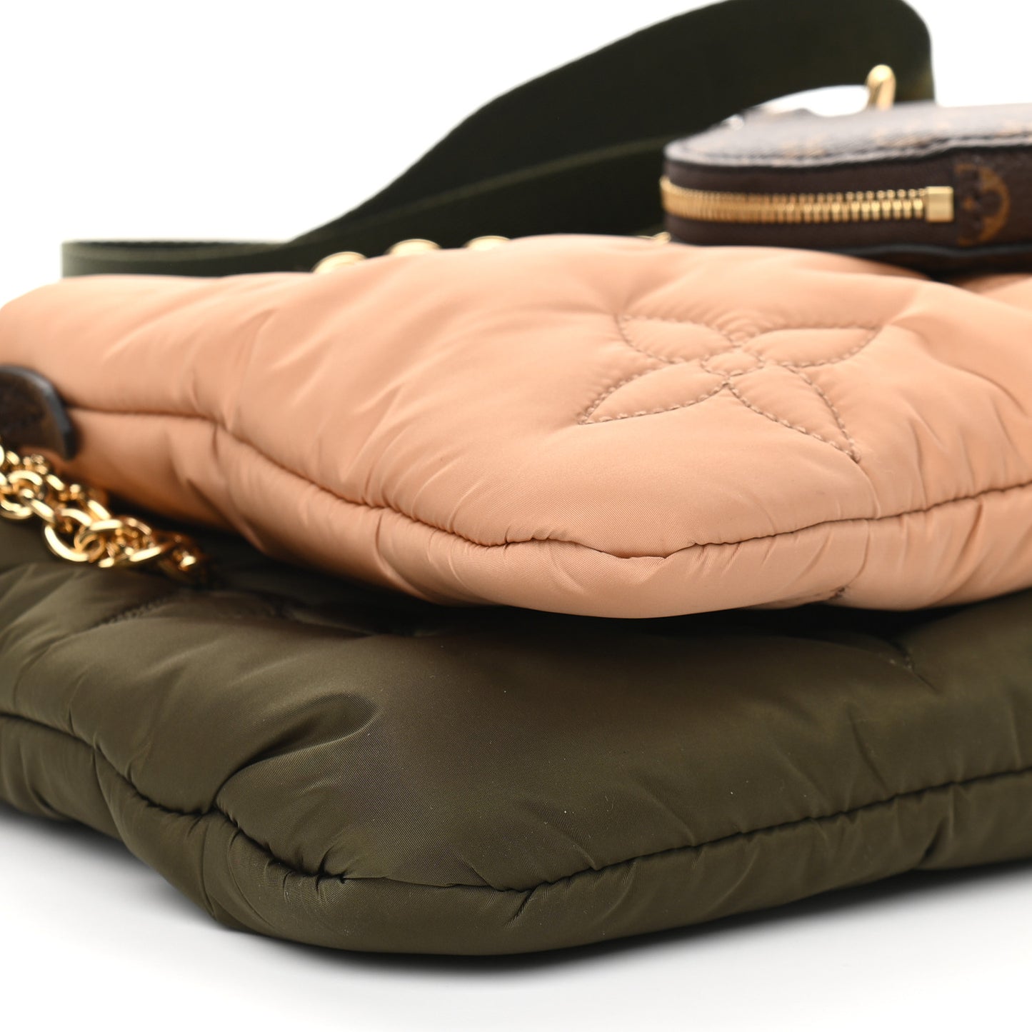 Econyl Monogram Pillow Maxi Multi Pochette Accessories Kaki Beige