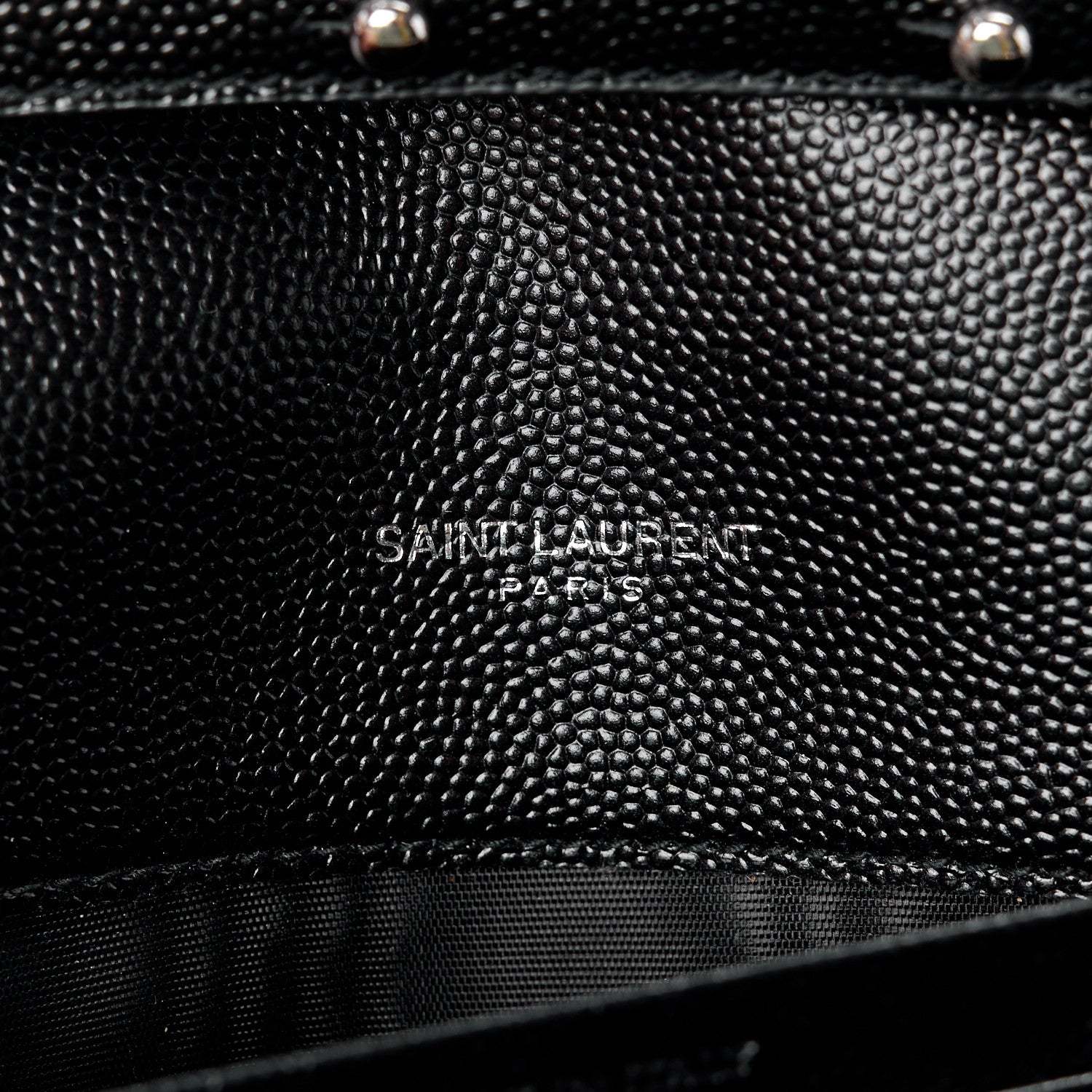 Saint Laurent Grain De Poudre Matelasse Chevron Monogram Chain Wallet Black 7 of 14