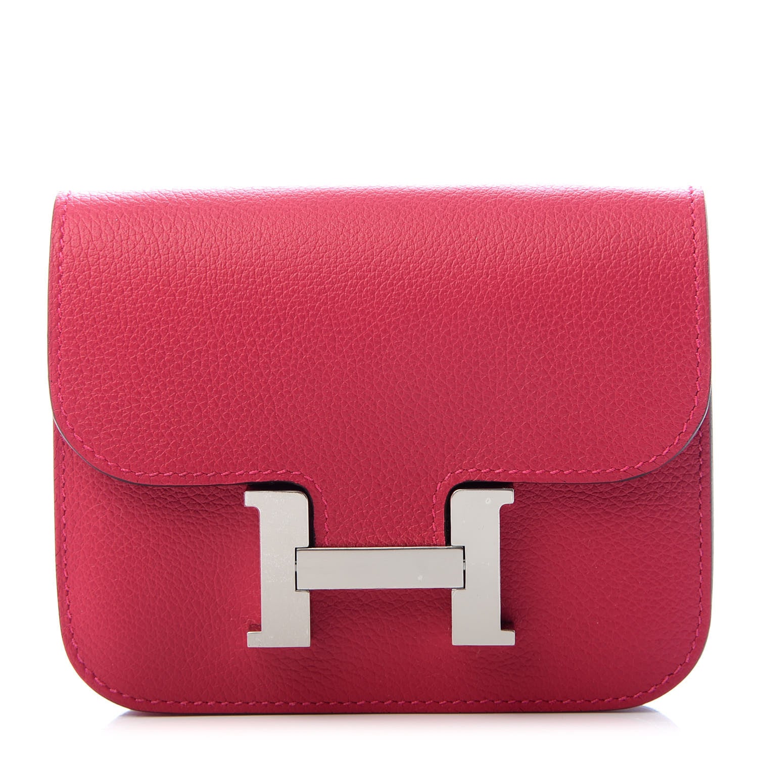 Hermes Evercolor Verso Constance Slim Wallet Framboise Rouge Sellier 1 of 7