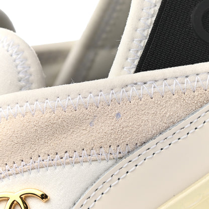 Chanel Velvet Calfskin Mixed Fibers CC Sneakers 38 Ivory Black 12 of 13