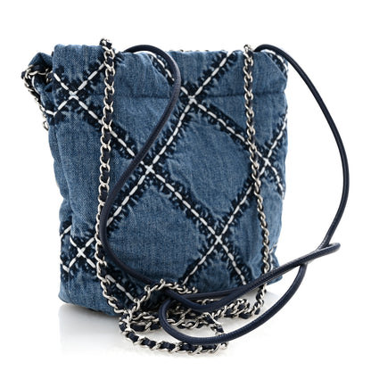 Chanel Denim Stitched Quilted Mini Chanel 22 Blue 3 of 11