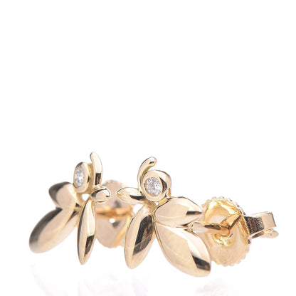 Tiffany 18K Yellow Gold Diamond Paloma Picasso Olive Leaf Earrings 3 of 5