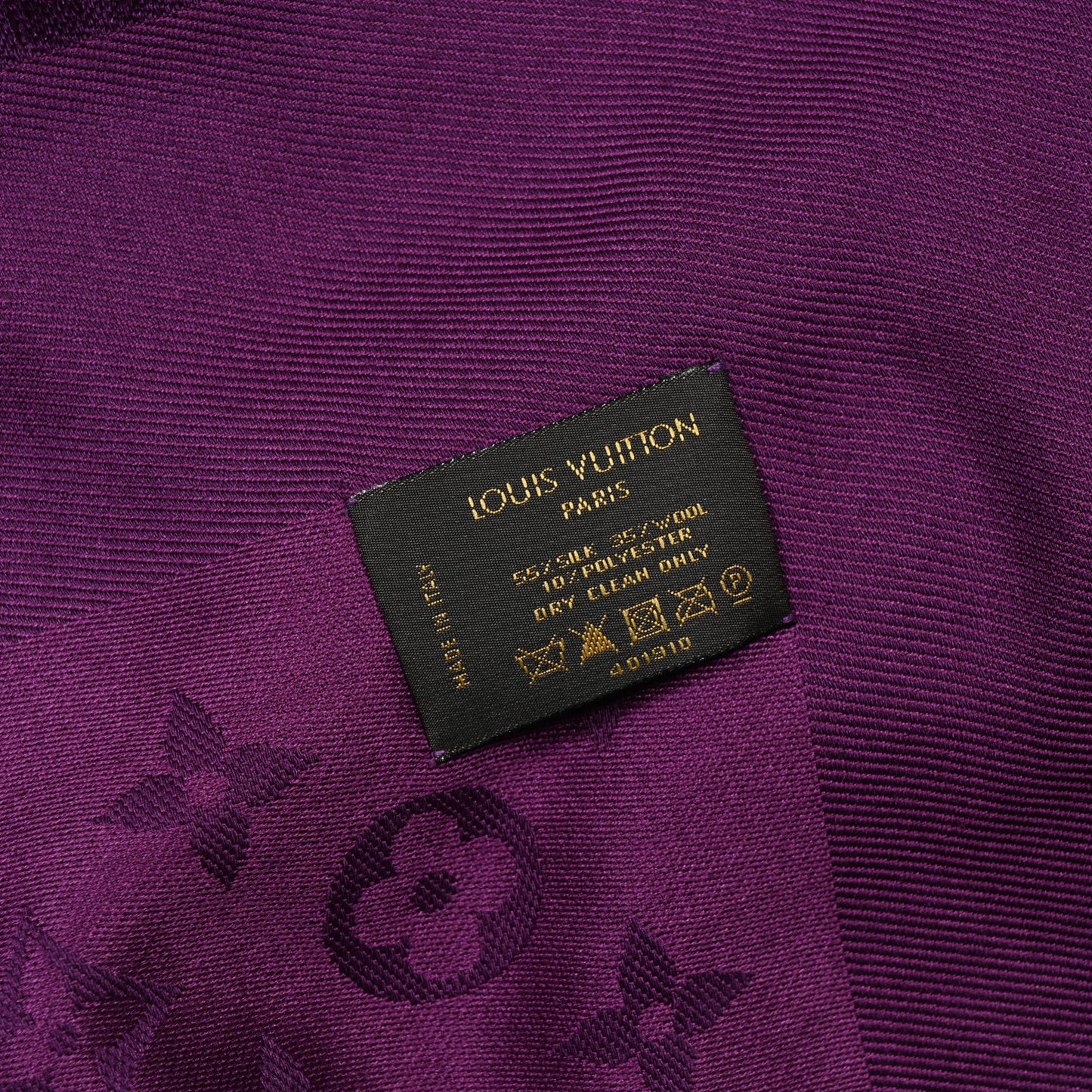 Silk Wool Monogram Polka Dot Shawl Cassis