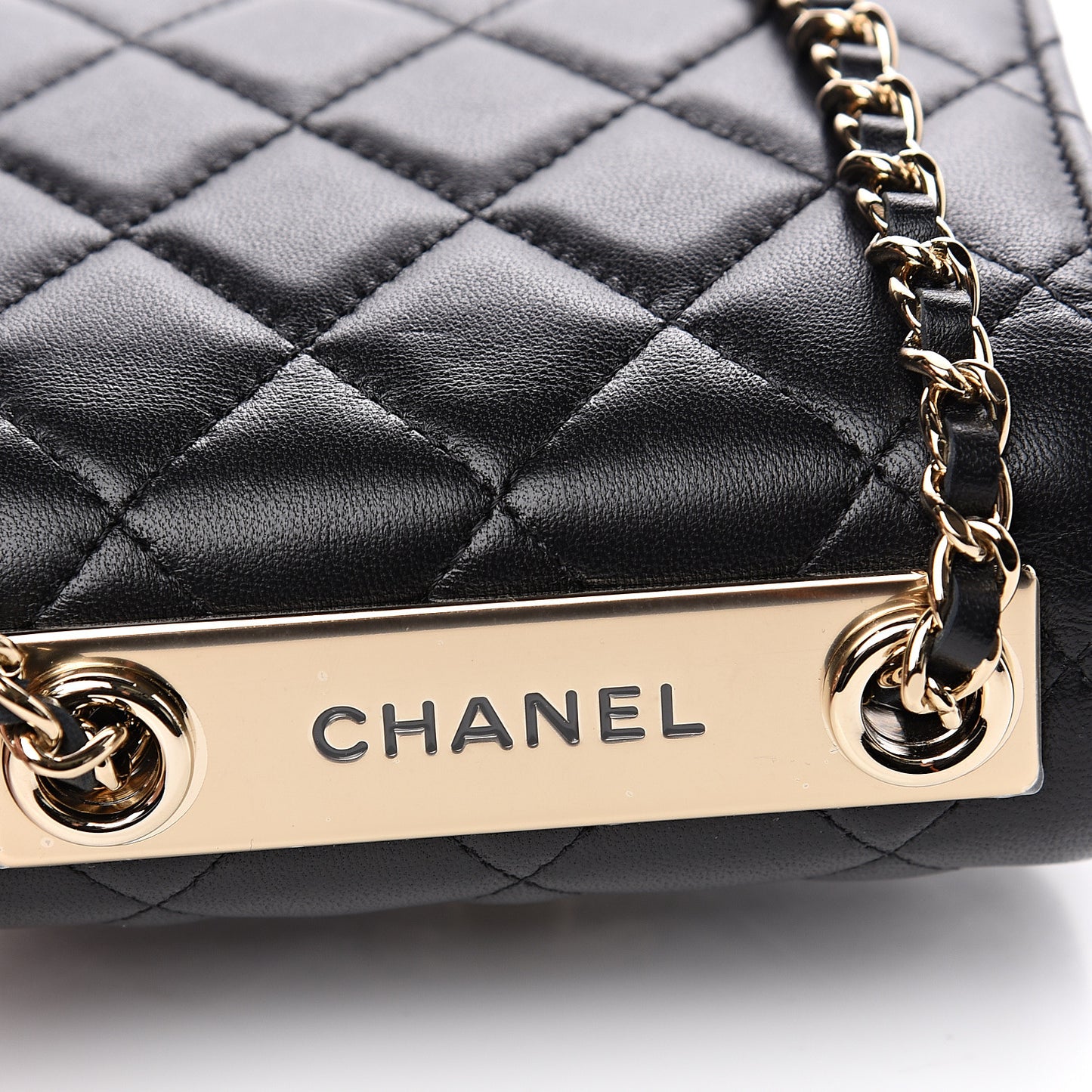 Lambskin Quilted Mini Trendy CC Chain Wallet Black