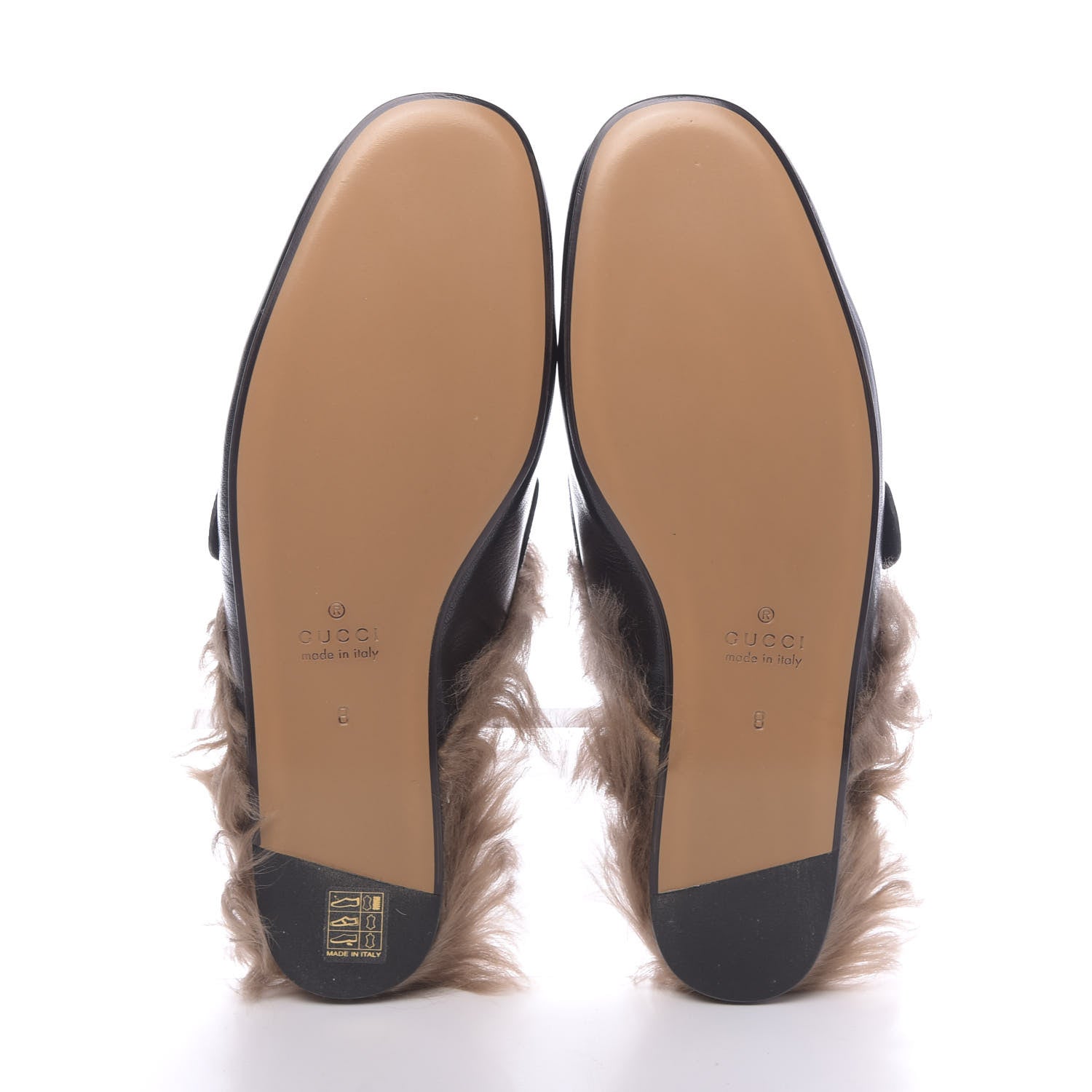 Gucci Goatskin Fur Web GG Tiger Embroidered Mens Princetown Slippers 8 Black 6 of 9
