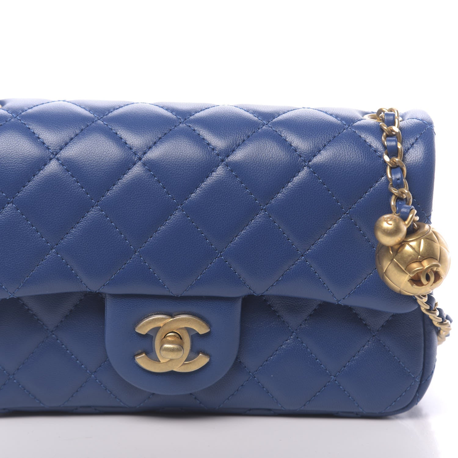 Chanel Lambskin Quilted Mini Rectangular Pearl Crush Flap Blue 10 of 11