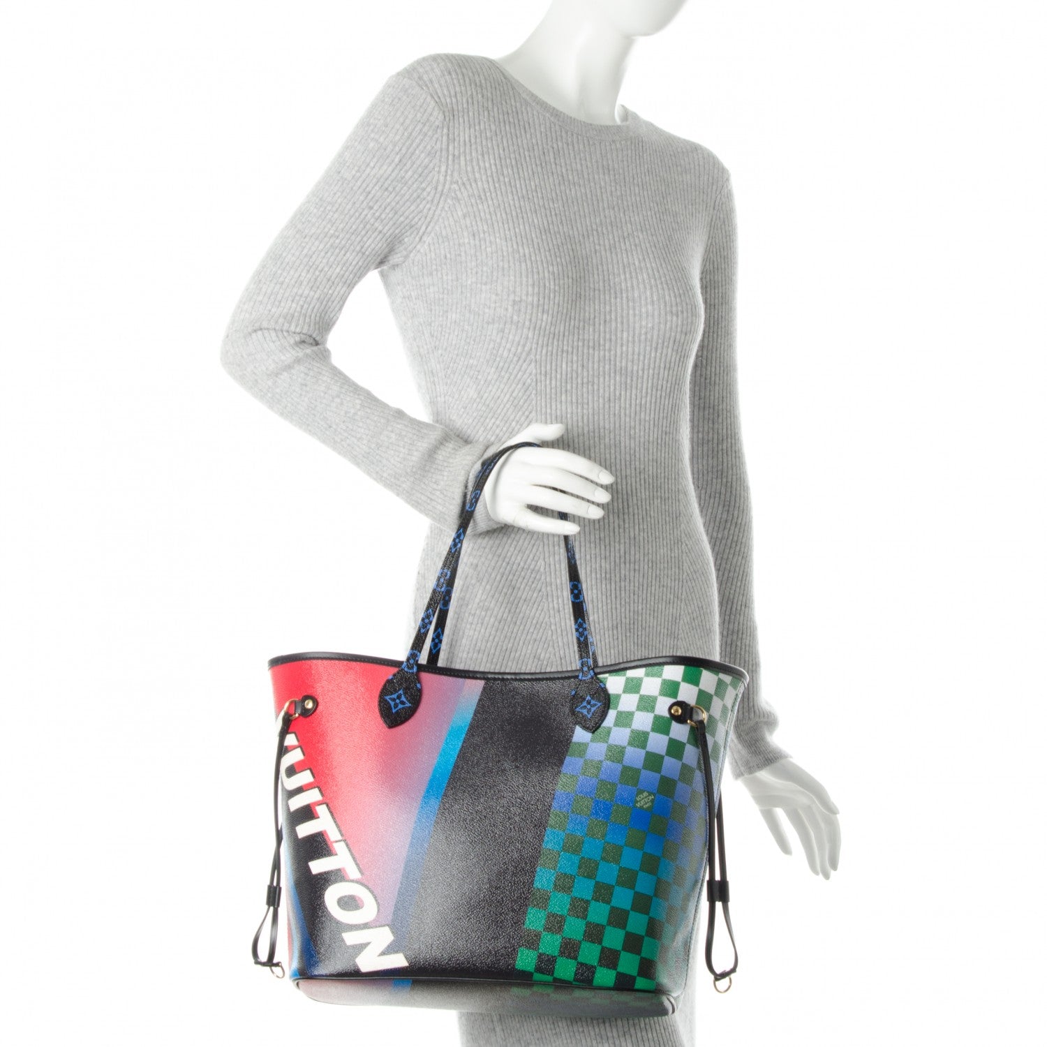 Louis Vuitton Damier Race Neverfull MM Noir Rouge 2 of 7