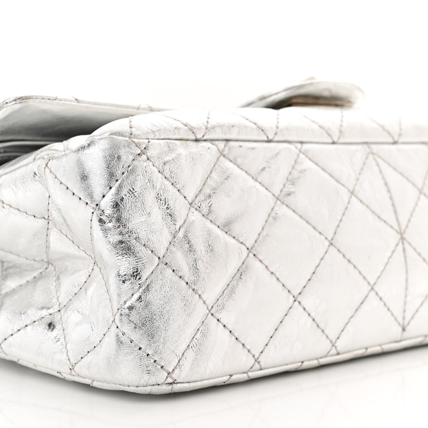 Metallic Aged Calfskin Quilted 2.55 Reissue 227 Flap Silver