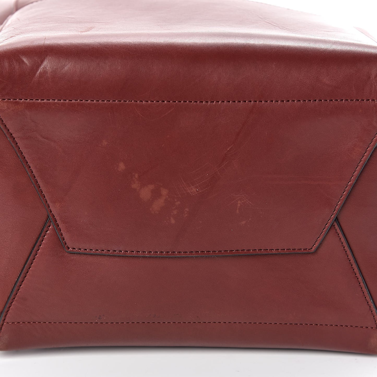 Natural Calfskin Sangle Bucket Bag Red Wood