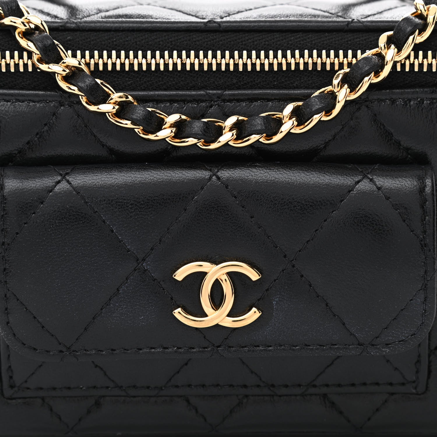 Chanel Lambskin Quilted Polly Pocket East West Top Vanity With Chain Black 8 of 10