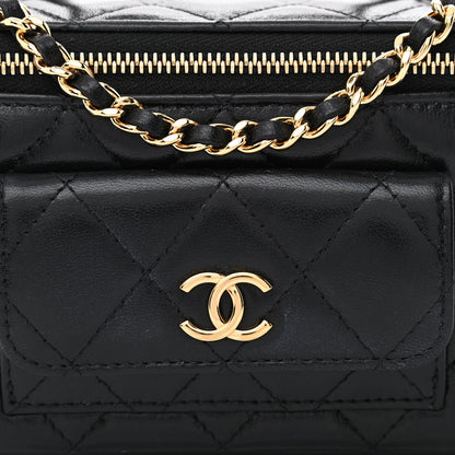 Chanel Lambskin Quilted Polly Pocket East West Top Vanity With Chain Black 8 of 10