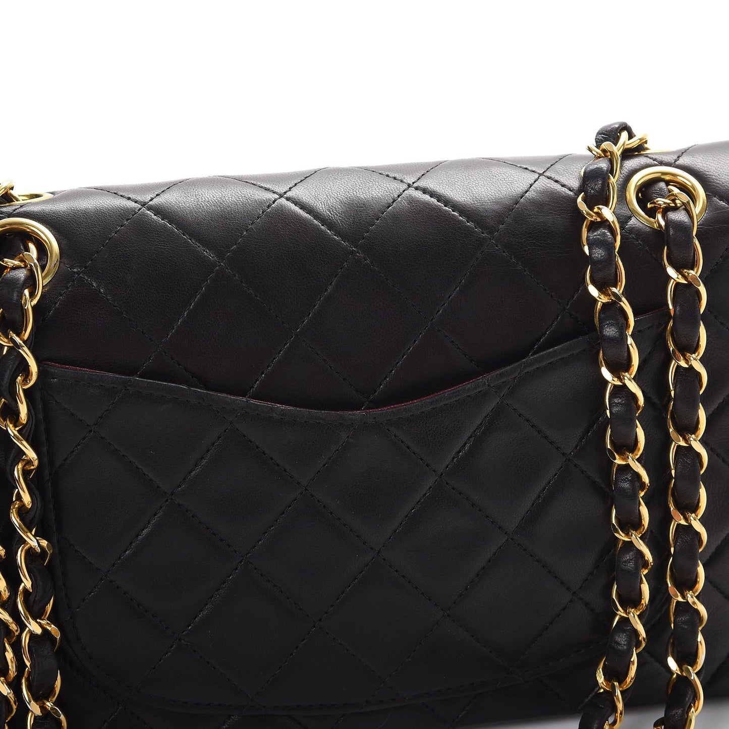 Lambskin Quilted Small Double Flap Black