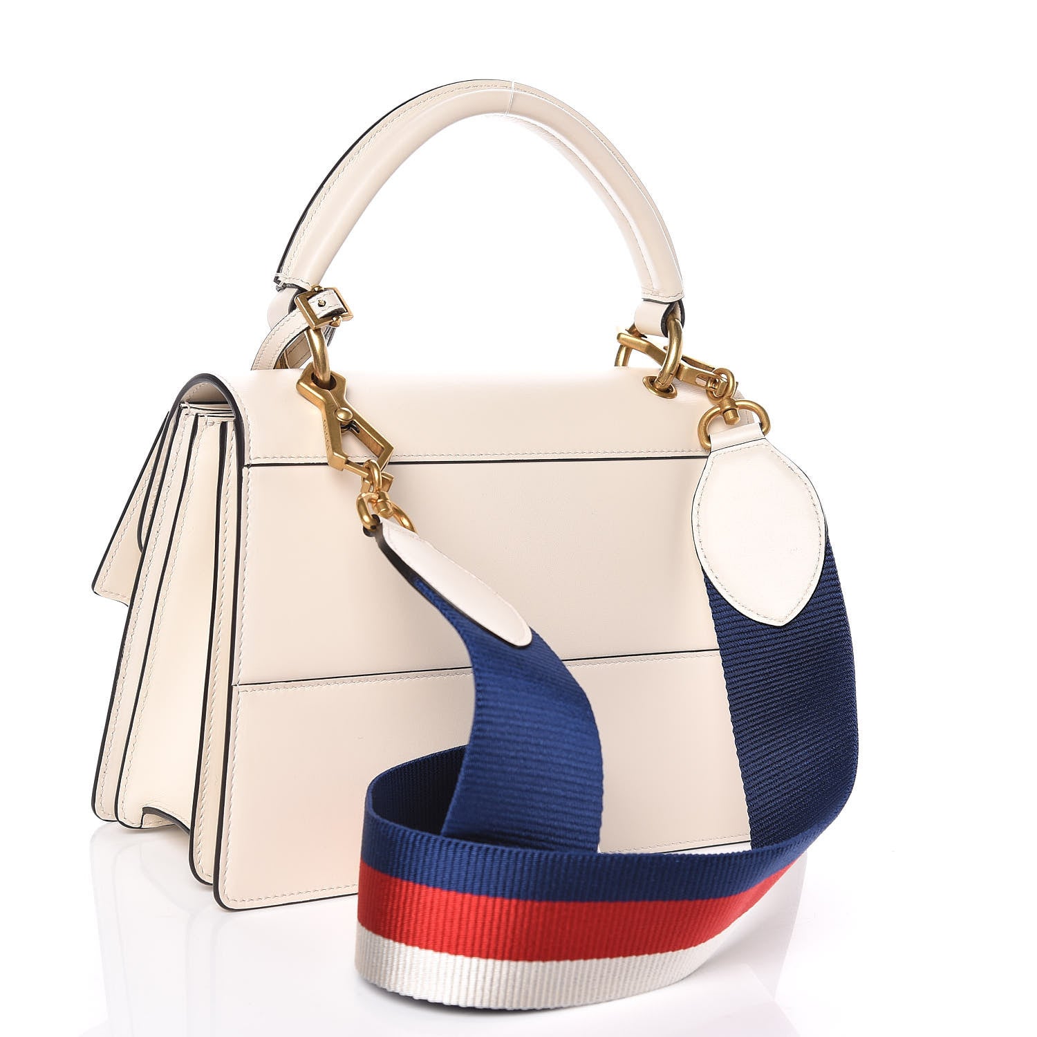 Gucci Calfskin Sylvie Web Small Queen Margaret Top Handle Bag White 3 of 9