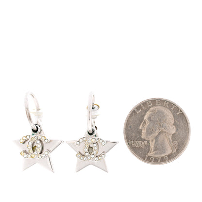Chanel Crystal CC Star Drop Earrings Silver 2 of 6