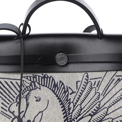 Hermes Vache Hunter Toile Pegase Pop Herbag Zip Retourne 31 PM Bleu Indigo 11 of 13