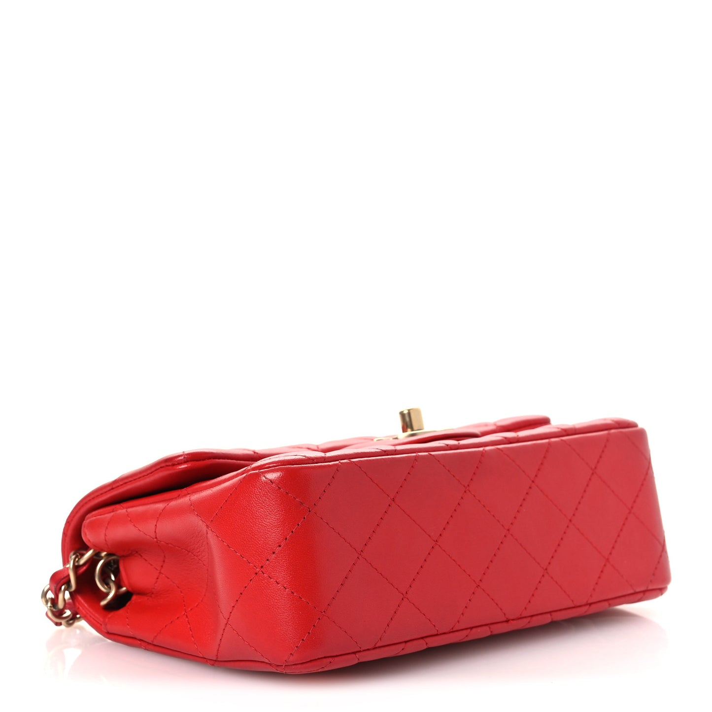 Lambskin Quilted Mini Rectangular Flap Red