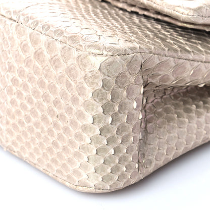 Chanel Metallic Snakeskin Medium Double Flap Light Beige 6 of 11