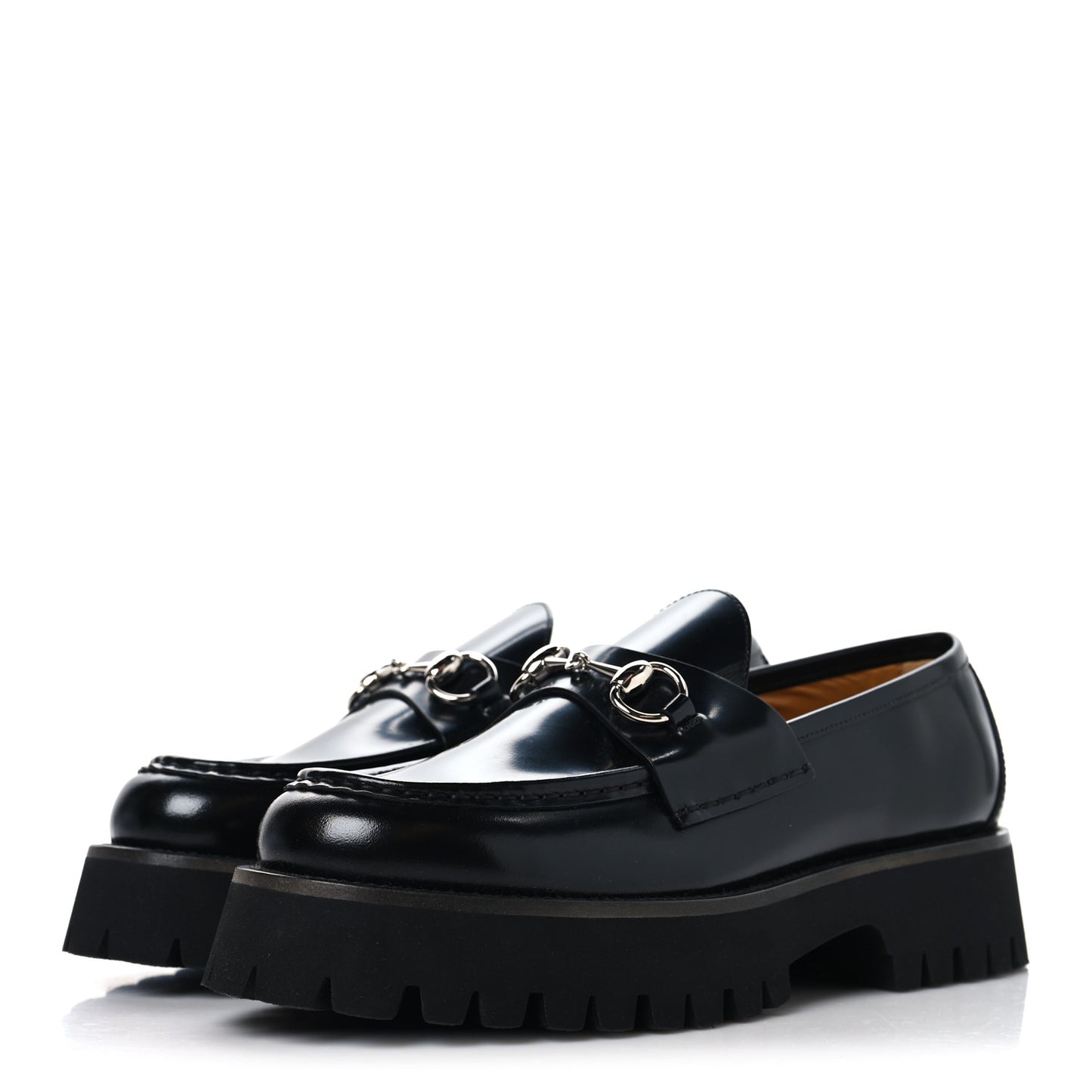 Cordovan Lux Womens Horsebit 45mm Platform Loafers 39 Black