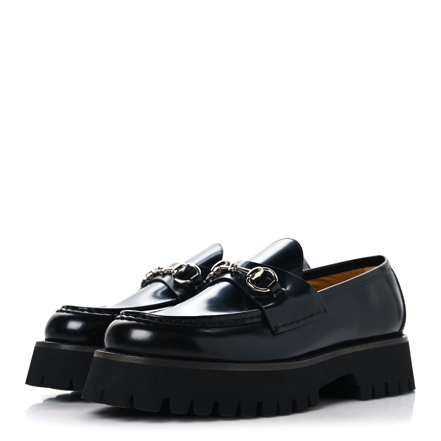 Gucci Cordovan Lux Womens Horsebit 45mm Platform Loafers 39 Black 4 of 10