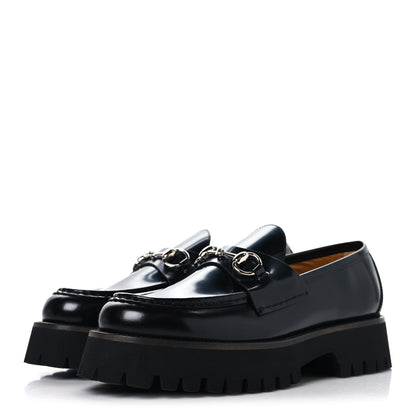 Gucci Cordovan Lux Womens Horsebit 45mm Platform Loafers 39 Black 4 of 10