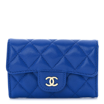 Chanel Caviar Quilted Flap Card Holder Wallet Blue 1 of 9