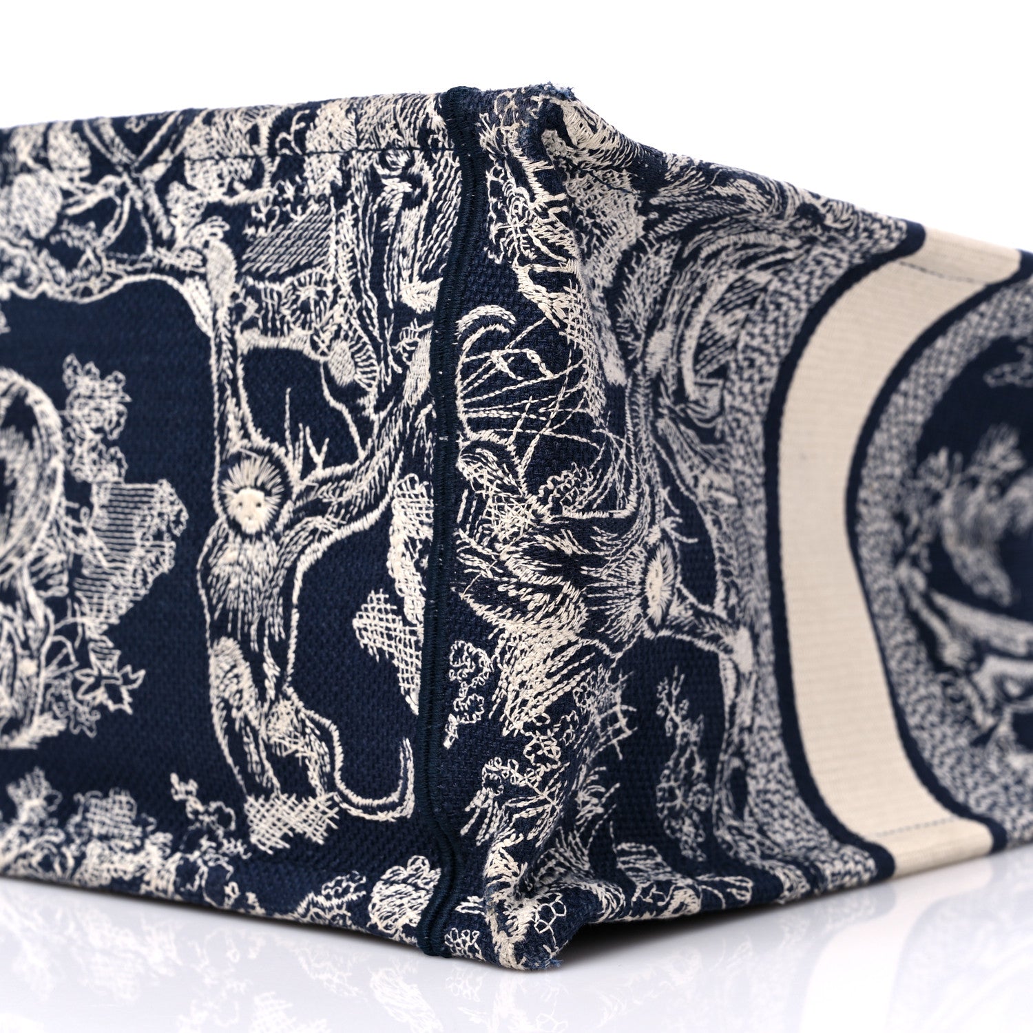 Christian Dior Canvas Embroidered Medium Toile De Jouy Reverse Book Tote Blue 9 of 11