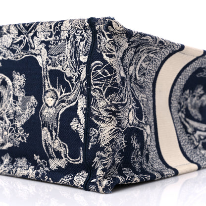 Christian Dior Canvas Embroidered Medium Toile De Jouy Reverse Book Tote Blue 9 of 11